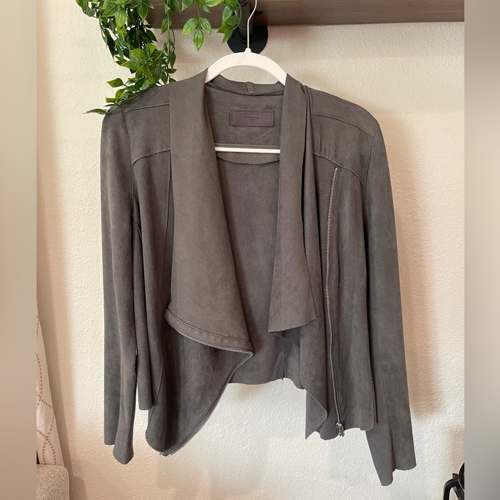 Grey suede moto jacket